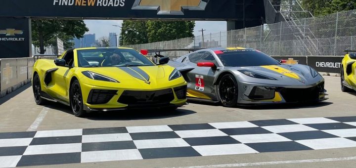 2022 Chevrolet Corvette Stingray IMSA GTLM Championship Edition Accelerate Yellow No 4 Corvette C8.R race car 2021 Detroit