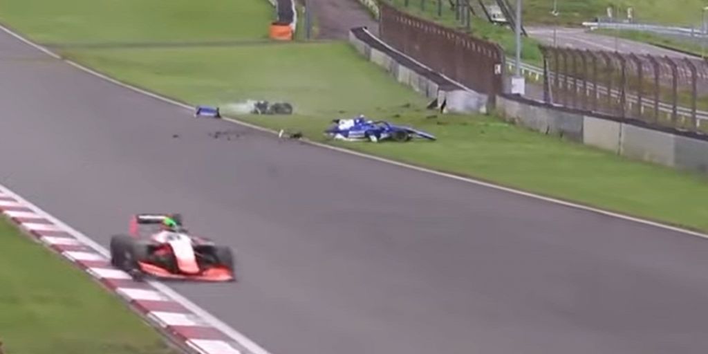 Video: Super Formula car breaks in two in dramatic incident